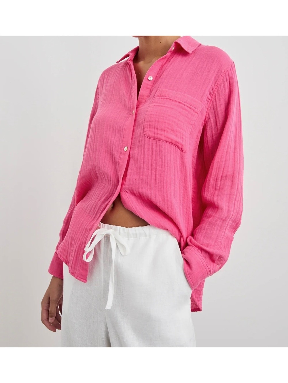 Rails Ellis Pink Organic Cotton Gauze Button Down Shirt Women’s Medium Coastal